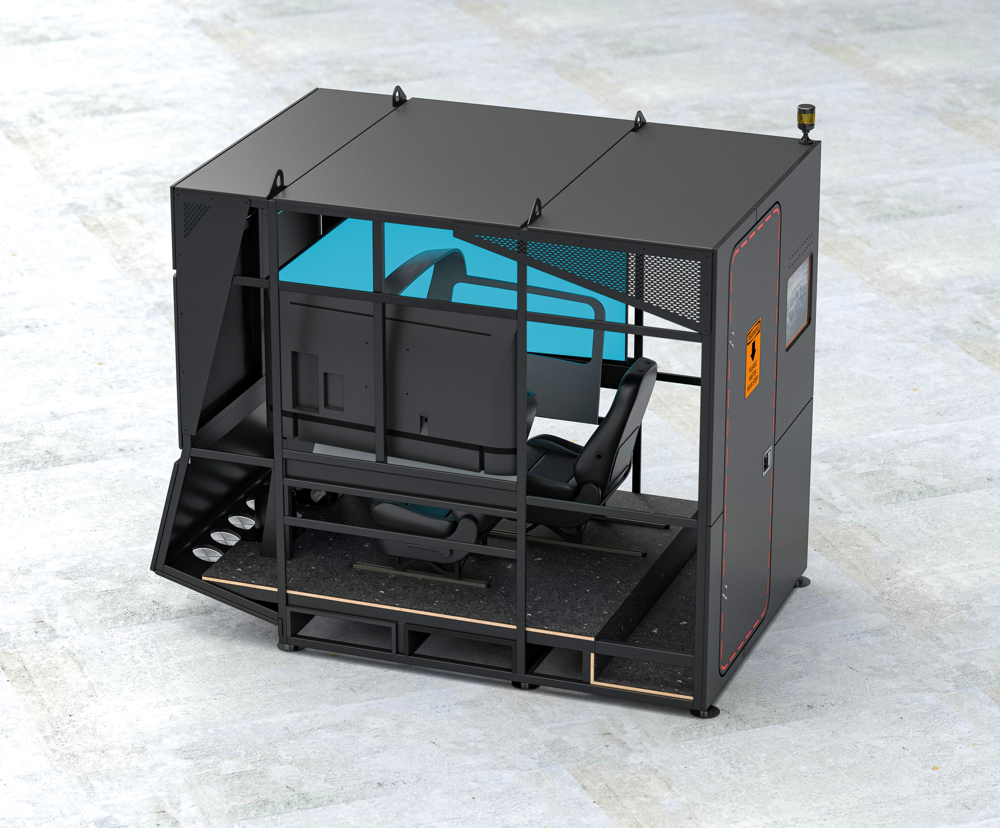 Rendered detail of the simulator cabin structure